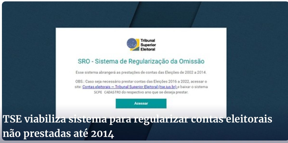 TSE viabiliza sistema para regularizar contas eleitorais não prestadas até 2014